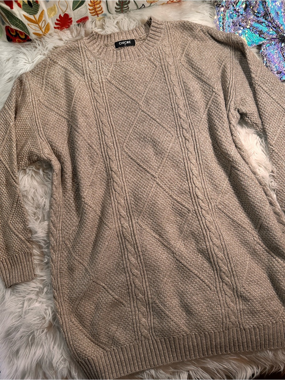 Chicme • Oatmeal Loose Sweater Dress - Picture 3 of 8